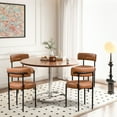 thumbnail image 7 of Homhum Mid-Century Modern Dining Chairs Set of 4, Upholstered Boucle Chairs, Indoor, Brown/Black, 7 of 7