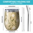 thumbnail image 5 of Floral 12oz Stainless Steel Insulated Wine Tumbler with Lid and Straw – Double Wall Vacuum Mug for Hot & Cold Drinks, 304 Steel Interior, Sweat-Free Design,Thanksgiving,Christmas, Spring,Flower, 5 of 5