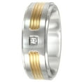 thumbnail image 2 of Men's Stainless Steel Diamond Accent Two-Tone Ring, 8mm, 2 of 4