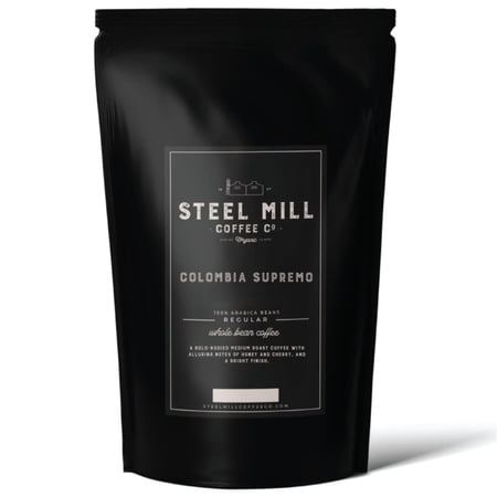 Steel Mill Coffee Co. Colombia Supremo Single-Origin Coffee, Whole Bean, Medium Roast, 2 lb Bag
