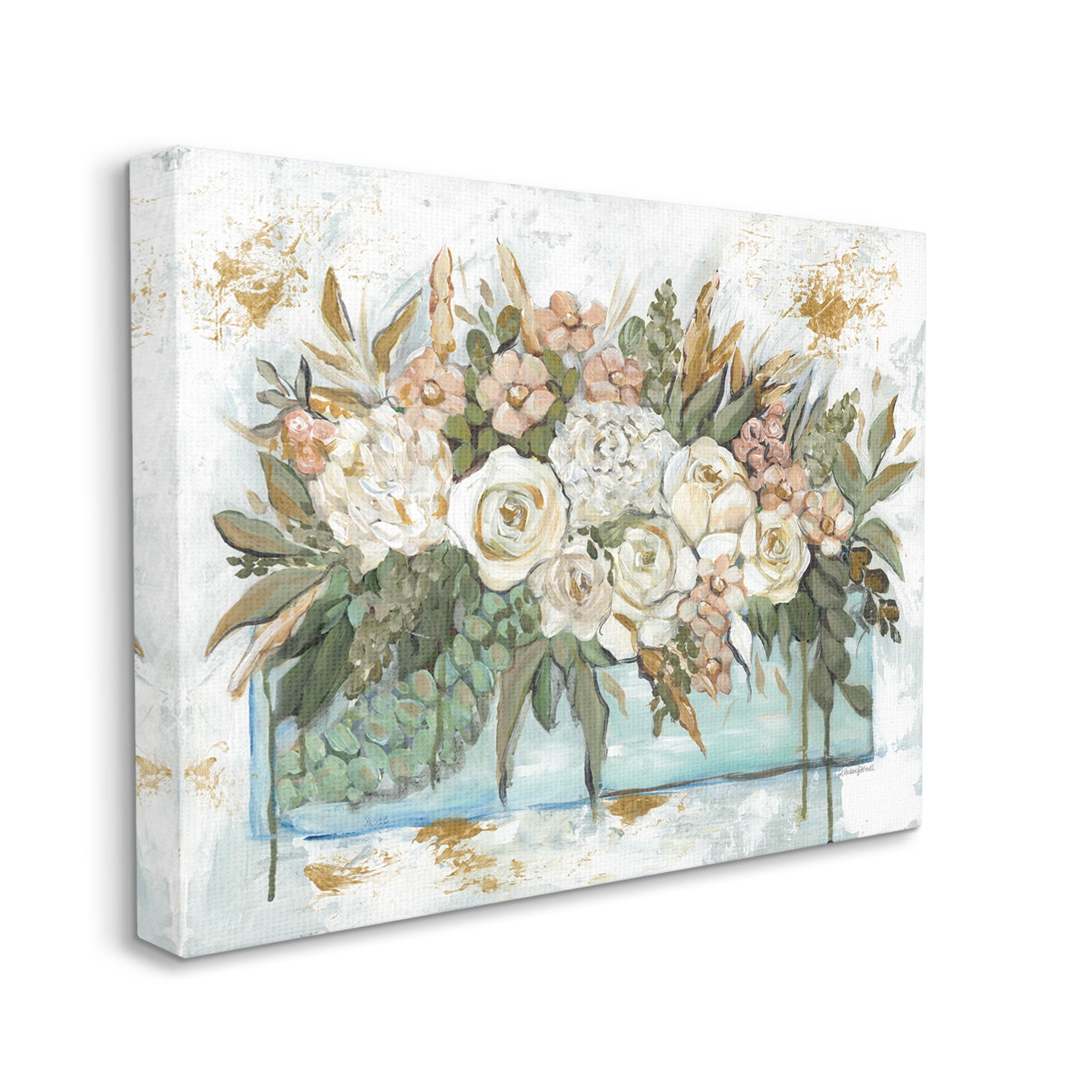 Country Floral Planter Arrangement Botanical & Floral Graphic Art Gallery Wrapped Canvas Print Wall Art