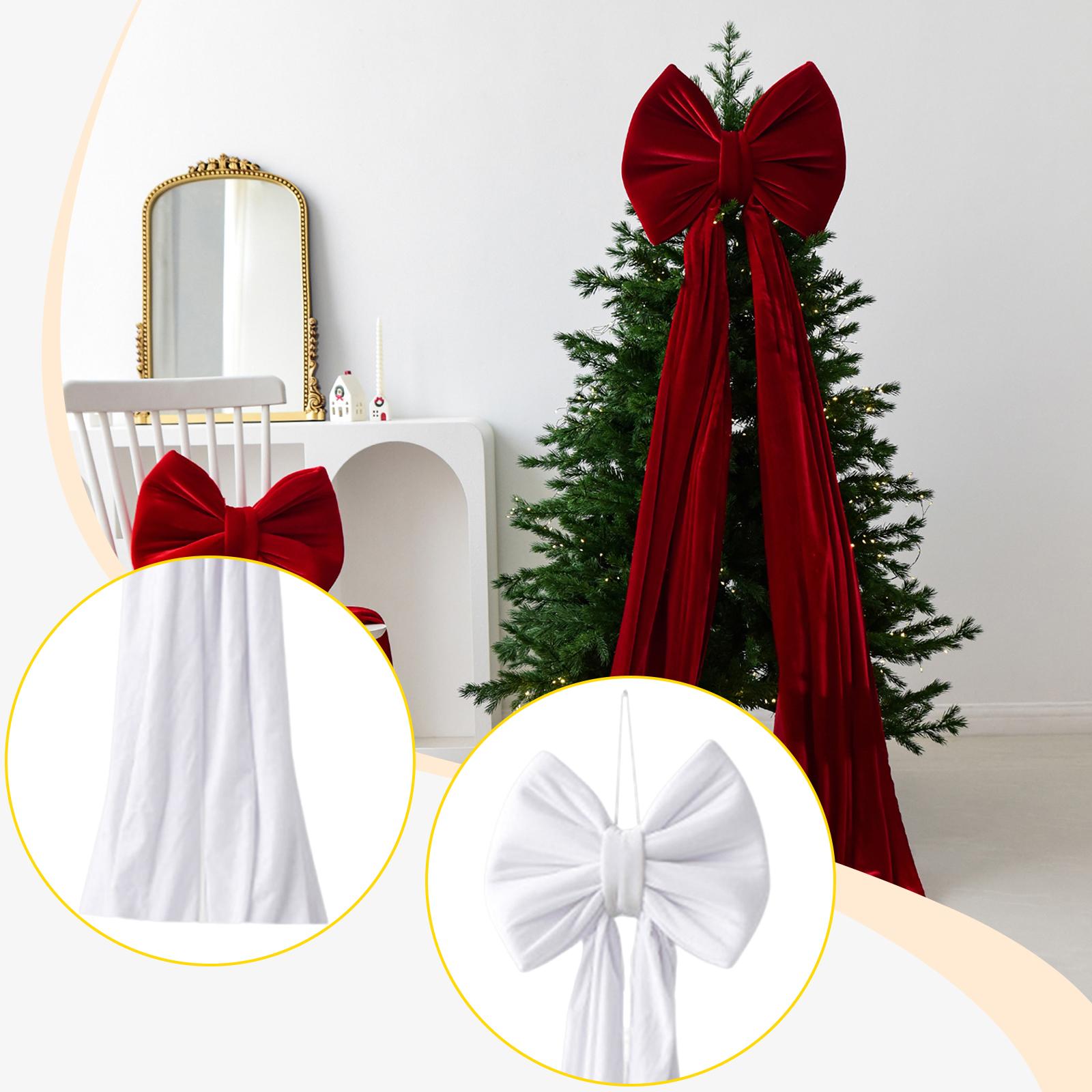Tree Topper Bow Giant Velvet Christmas Bow Extra Large Size for Outdoor Pillar Home Room Ornament