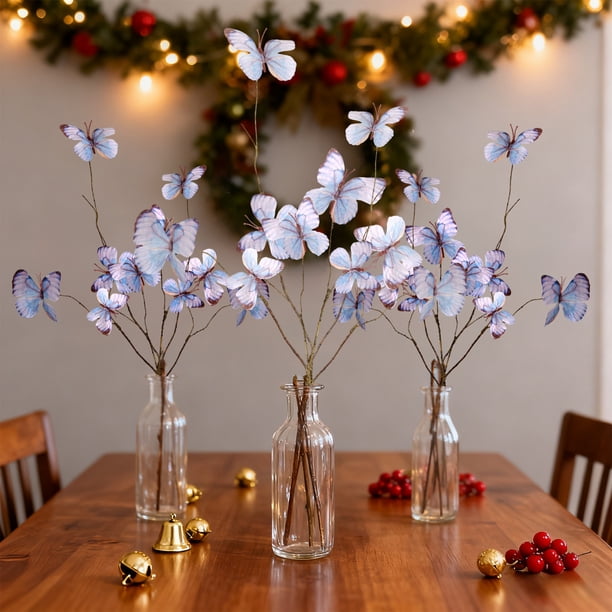 Decoraciones para San Valentín, adornos para San Valentín, regalos para San Valentín, ramas artificiales de mariposas y flores para Navidad, decoración del hogar, árbol de Navidad, regalo de Navidad,