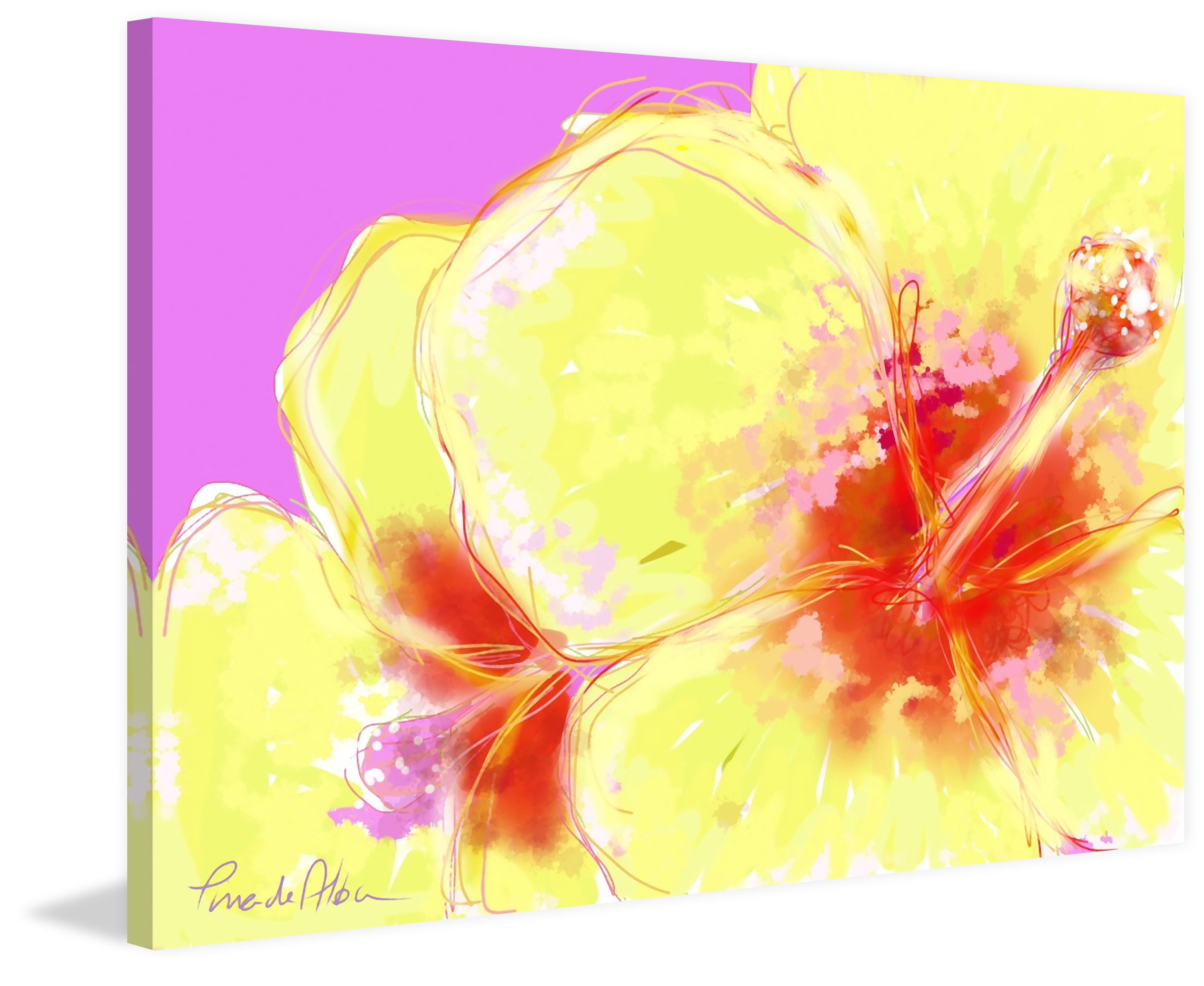 "Yellow Hibiscus" Painting Print on Wrapped Canvas