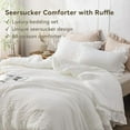 thumbnail image 2 of White Twin Size Comforter Set, 2 Pieces Seersucker Lightweight Fluffy Bedding Set, Twin Ruffle Comforter, All Season Soft Microfiber Shabby Chic Bed Set, 2 of 9
