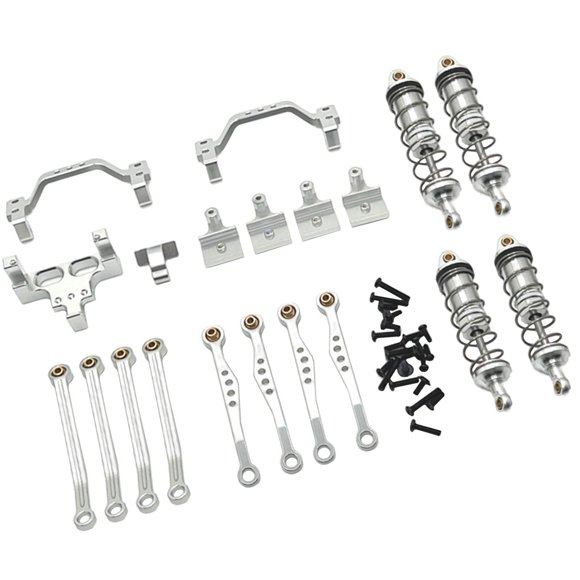 Kits de actualización de metal para coche RC a escala 1/16, soportes de amortiguadores delanteros y traseros, barras de acoplamiento para Plata