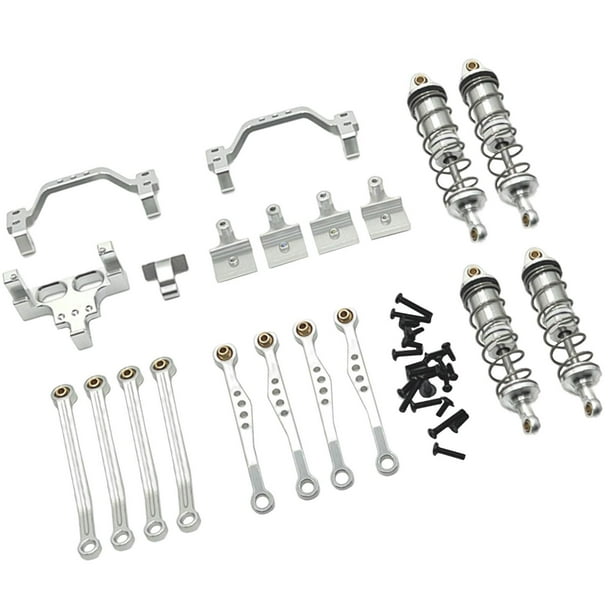 Kits de actualización de metal para coche RC a escala 1/16, soportes de amortiguadores delanteros y traseros, barras de acoplamiento para Plata