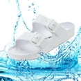 thumbnail image 6 of VICT POPU Womens Sandals Adjustable Double Buckle Strap Waterproof EVA Flat Slides，White,Sizes 10, 6 of 6