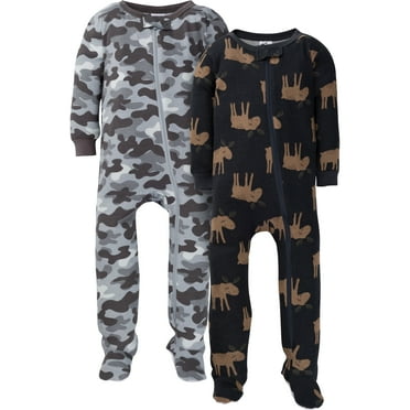 Gerber Baby Boy Snug Fit Footed Cotton Pajamas, 2 Pack Sizes 0-3 Months - 5T