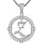Solitaire Men's Big 2.75'' 14k White Gold Over Round Medallion Cursive Initial Letter Alphabet "Z" Charm Pendent Chain Set 39   Grams