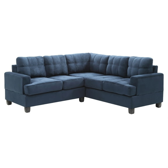 Sandridge 80 in. W 2-piece Microfiber L Shape Sectional Sofa in Navy Blue-Color:Navy blue,Material:Microfiber