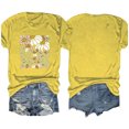 thumbnail image 4 of Blusas de Verano de las Mujeres Flor Impresa Cuello Redondo Manga Corta Superior, Verano Superior de las Mujeres, 4 of 4