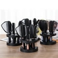 thumbnail image 2 of Plastic Hair Styling Tool Set for Home & Salon: 4 Combs (Flat,,Ribs,Curling), 1 Mirror, 1 Storage Base - Purple, Universal for Men & Women, Professional Hairdressing Kit with Organizer Stand, 2 of 6