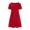 thumbnail image 6 of gakvbuo Summer Dresses For Women 2025 Mini Dress Casual T Shirt Dress Crewneck Short Sleeve Knee Length Beach Vacation Sundress With Pockets, 6 of 6