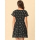 thumbnail image 4 of Vestido De Gasa Con Cuello En V Y Manga Con Volantes Florales Para Mujer Negro Floral XL, 4 of 5