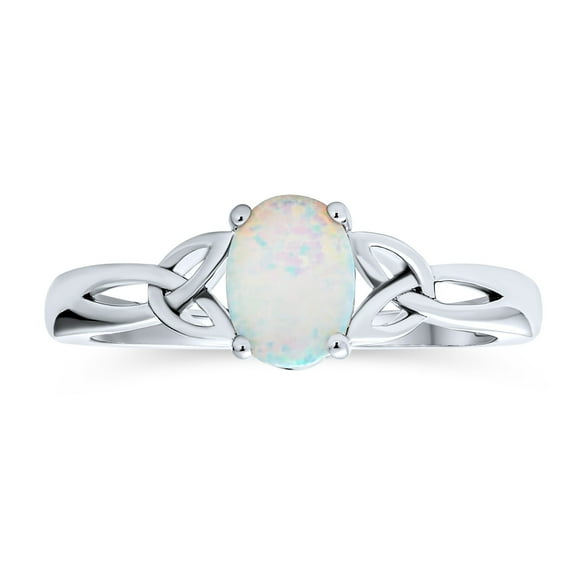 Bling Jewelry Womens BFF Triquetra Celtic Love Knot Oval Opal Ring Promise .925 Sterling Silver