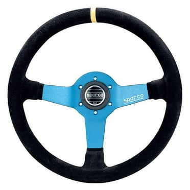 3-Spoke Monza L550 Series Street Racing Suede Steering Wheel - Black & Blue