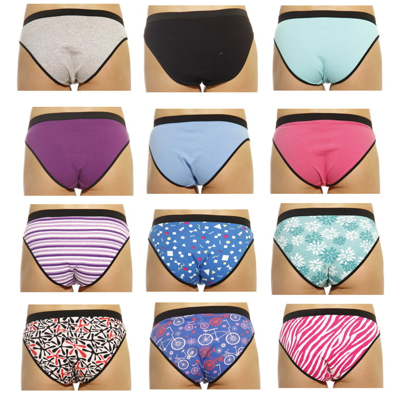 Just Intimates Cotton Panties / Bikini Underwear (Pack of 12) (7 - Large) 