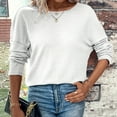 thumbnail image 4 of Womens Waffles Knit Pullover Open Back Casual Tops Long Sleeve Back Knot Shirts Blouse Womens Tshirts Loose Fitting S-64 White XL, 4 of 5