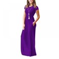 thumbnail image 2 of Robe Maxi pour Femme Col Rond avec Poche Été Ample Décontractée Robe Bouffante Femme Rétro Longues Robes vestidos mujer, 2 of 4