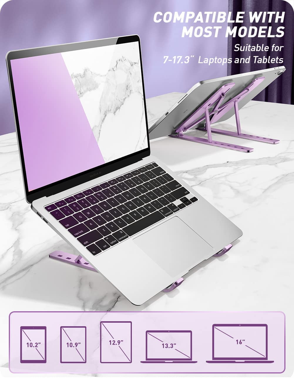 i-Blason Cosmo Series Adjustable Laptop Stand, Portable Computer Stand Aluminum Alloy Laptop Riser Holder with Multi-Angle Stand Suitable for 7-17.3" Laptops and Tablets - One Pack (Ameth)