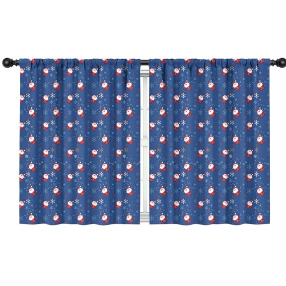 Blackout Kids Curtains,Blue Christmas Santa and Snowflake Pattern Childrens Insulated Curtains Set Of 2,Bedroom Essentials,Toddler Room Decor 42"x54"