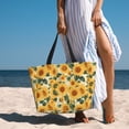 thumbnail image 6 of Naloa Green Leaf Sunflower Large Capacity Beach Bag, Waterproof Sandproof Beach Swim Pool Bag Tote Bag for Women, 6 of 7