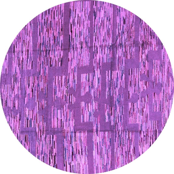 Ahgly Company Indoor Round Abstract Purple Modern Area Rugs, 6' Round