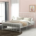 thumbnail image 1 of Full Size Metal Bed Frame with Headboard and Feetboard, No Spring Box Needed, White, 1 of 7