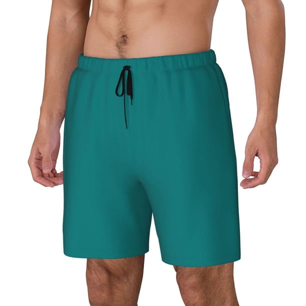 Fotbe Teal Traje de Baño para Hombre – Shorts de Natación de Secado Rápido con Forro y Bolsillos-Medium