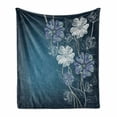 thumbnail image 1 of Art Soft Flannel Fleece Throw Blanket, Hand Drawn Cherry Blossoms Fantasy Bridal Garden Anniversary Theme, Cozy Plush for Indoor and Outdoor Use, 60" x 80", Petrol Blue Lavender, by Ambesonne, 1 of 6