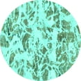 thumbnail image 1 of Ahgly Company Indoor Round Abstract Turquoise Blue Modern Area Rugs, 8' Round, 1 of 4