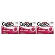 Cepacol Extra Strength, Fast and Effective Relief for Sore Throats, Sugar Free, Cherry, 16 Count (Pack of 3)