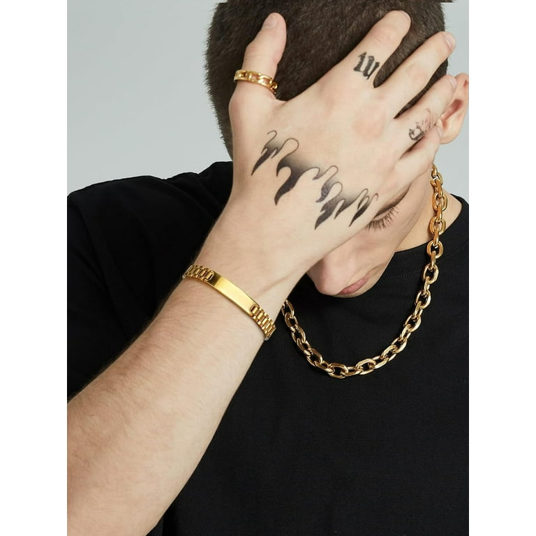 ChainsHouse 14k Gold Plated Chain Link Bracelet for Women Men