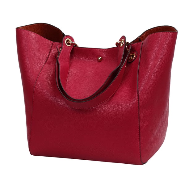 Bolso Sonducket práctico duradero PU gran capacidad hombro mano rojo