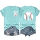 thumbnail image 1 of Camisetas de Manga Corta para Mujeres Beisbol Amor Doble Cara Impresión Cuello Redondo Camiseta, Top de Verano Casual, 1 of 3