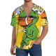 thumbnail image 1 of Fotbe T-Rex Playing Football Camisa Estampada de Manga Corta para Hombre, Casual de Verano, Estilo Playero, Sin Arrugas-Medium, 1 of 5