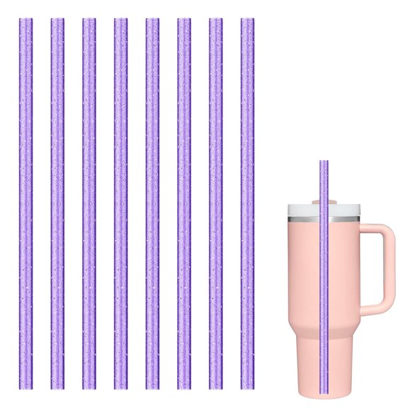 8PCS Color Replacement Straws for Simple Modern, Reusable Glitter Clear Stainless Steel Straws Accessories for Tumbler Mug Cup - Style 3
