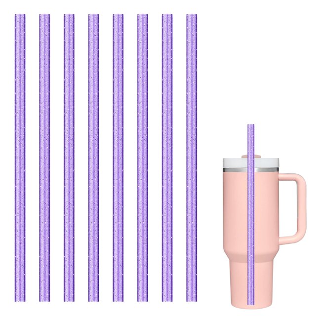 8 pajitas de repuesto de color para pajitas de acero inoxidable transparentes con purpurina reutilizables y modernas de Owala, accesorios para vasos, tazas y vasos