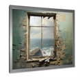 thumbnail image 2 of Designart "Cliffside View from Window" Coastal Framed Wall Art Decor - Coastal Green Coastal Windows Entryway Framed Wall Art, 2 of 6