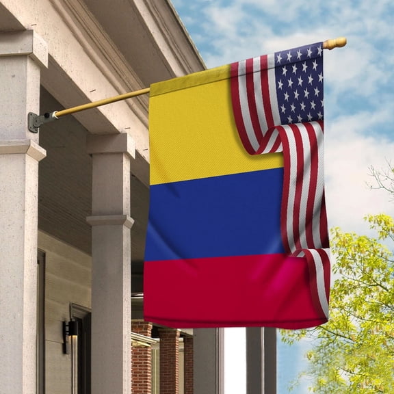 Flag Waving American Flag Colombian Colombia U.S.A Friendship Patriotic Proud House Flag, Double-Sided Decorative Outdoor Flag, Patriotic Polyester Yard Flag 29.5 x 39.5 in