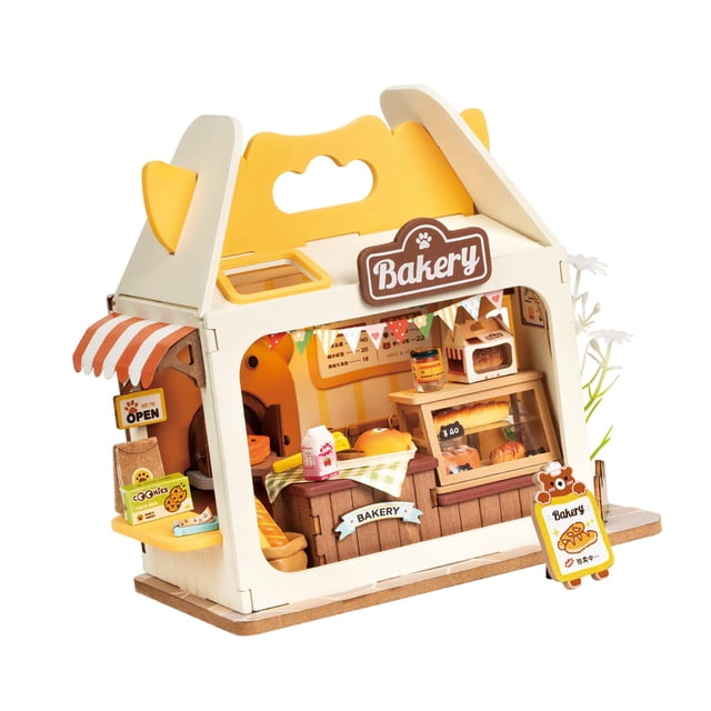 HILABEE DIY Miniature Doll House for Adults Teen Unfinished Handmade 3D Puzzle Model bakery