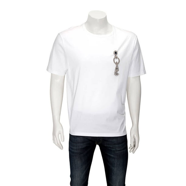 Burberry Men's Boxy Fit T-shirt With Crystal Brooch, Brand Size Medium -  