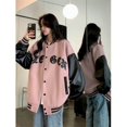 thumbnail image 5 of Chaquetas para mujer, estilo coreano, chaquetas de béisbol holgadas, sudaderas con capucha de retazos de cuero, cárdigans, abrigos vintage de manga larga, blusas para mujer, 5 of 5