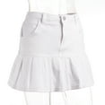 thumbnail image 2 of Women's Ruffle Denim Mini Skirt Aesthetic Low Waist Jeans Skirt Pleated A-line Short Bodycon Pencil Jean Skirts, 2 of 6