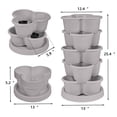 thumbnail image 3 of VECELO Stackable Planters 5 Tier Vertical Gardening Planter, Stackable Garden Tower Indoor Outdoor Pot For Strawberries, Flowers, Herbs, Vegetables With Removable Wheels, Gray, 3 of 11