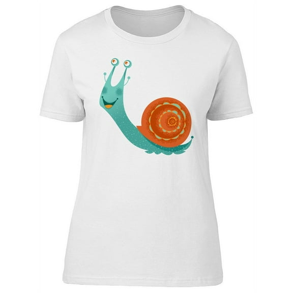 Cute Happy Snail Doodle Cartoon T-Shirt Women -Image by Shutterstock, Female Medium