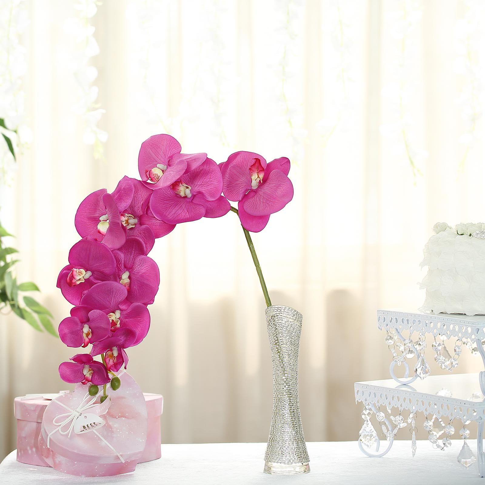 Artificial Dark Purple Orchid Stem,Artificial Silk Flowers Choose 1,2,or 3 Stems 