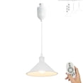 thumbnail image 1 of FSLiving J-Type Track Lighting Pendant with Smart Remote Group Control,Retractable Lift Kitchen Island Light Retro 10.2" White Cone Shade, Stepless Dimming & Color Changing - 1 Light, 1 of 10