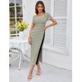 thumbnail image 3 of Vestido ajustado a rayas de manga corta de verano GRACE KARIN para mujer, 3 of 4